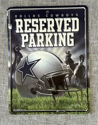 Letrero de hojalata de estacionamiento reservado de los Dallas Cowboys 8x11" NFL fútbol americano leer* Foto 1 de 4