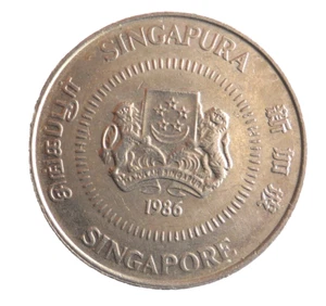 1986 SINGAPORE 50 CENTS - Excellent Coin Bin #1000 - Picture 1 of 2