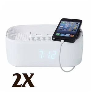 2X Groov-e Bluetooth Wireless Alarm Clock Radio Speaker System Mobiles Charger - Picture 1 of 4