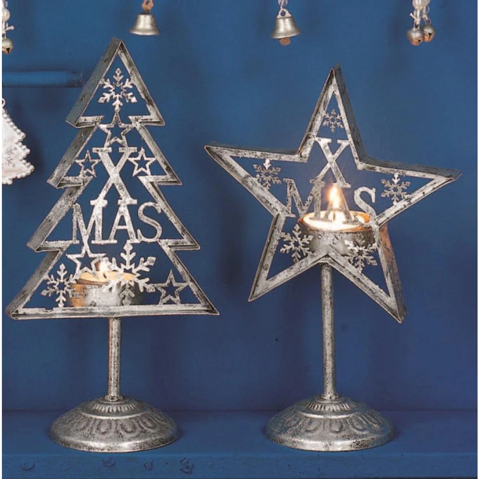 Hoff Interieur 7751 Candelabro " Natale " Metallo Con Set Candeline Albero Stern - Immagine 1 di 1