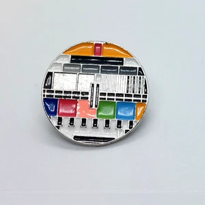 Multicolor Geometric Piano Round Pin Retro Lapel Enamel Collectible - Picture 1 of 3