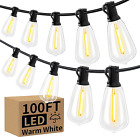 100FT LED Outdoor String Lights, UL Listed Waterproof Patio Lights outside with 