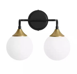 Deyidn 14.17 in. 2-Light Black Bathroom Vanity Light with Opal Glass Shades - Picture 1 of 3