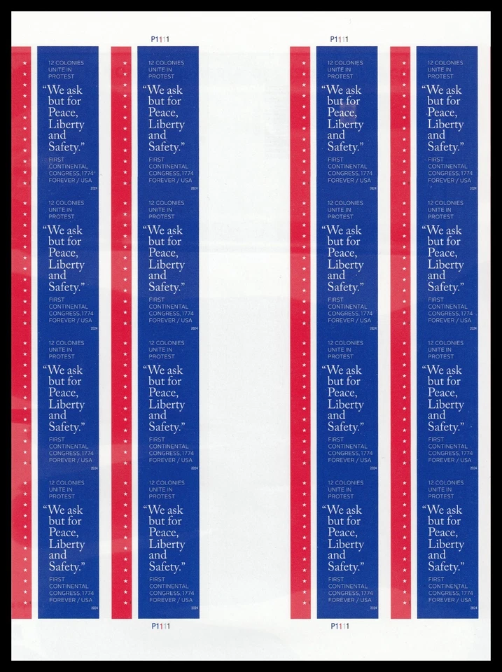 US 5939a First Continental Congress imperf NDC vert gutter block 16 MNH 2024 - Image 1 of 1