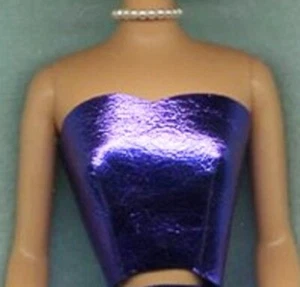 BARBIE STRAPLESS TOP ROYAL PURPLE METALLIC GENUINE LEATHER DOLL CLOTHES LINHILL - Foto 1 di 1