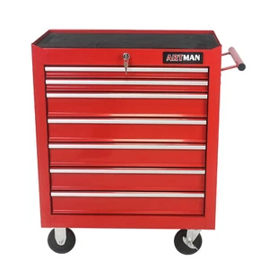 7 Drawer Multifunctional Tool Cart with Wheels Lockable Red Mobile Storage - Picture 1 of 8