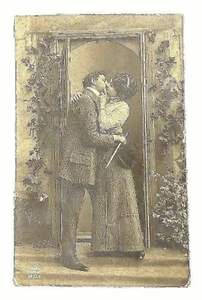 RPPC PAÍSES BAJOS • Pareja romántica victoriana • Publicado dividido Heervenveen 1910 - Imagen 1 de 2