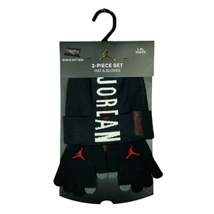 NWT Boys Youth Air Jordan Beanie Hat Glove Set W/ Gift Box Youth SZ L/XL - Picture 1 of 4