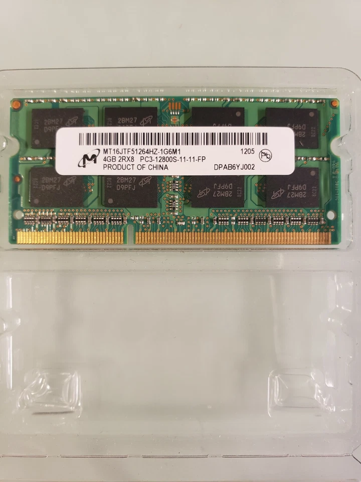 Micron - MT16JTF51264HZ-1G6M1 4GB DDR3 SoDimm non ECC PC3-12800 1600Mhz - Image 1 of 1
