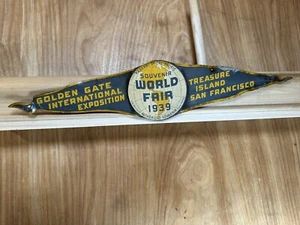 1939 San Francisco WORLD'S FAIR TREASURE ISLAND Souvenir 13” Sign Metal Painted - Picture 1 of 6