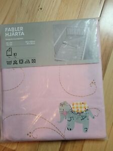 Ikea crib Duvet Set Fabler Hjarta pink elephant and hearts 