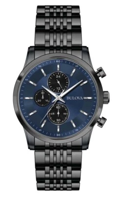 Bulova Men's Quartz Chronograph Date Black Stainless Steel Watch 42 MM 98A300 - Image 1 of 4