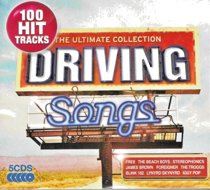 Driving Songs, NEW 5 CDS 100 Hits ,Free, Foreigner, Kiss, Nazareth, Asia, Troggs Foto 1 de 3