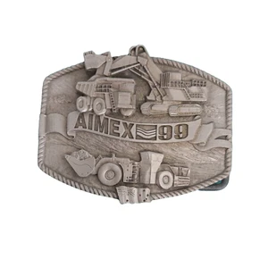 Vintage Pewter Belt Buckle AIMEX 99 Mining Exhibition Souvenir Australia Western - Picture 1 of 8