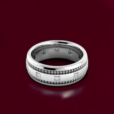 Alianza de boda corte princesa 0,50 quilates diamante cultivado en laboratori... - Imagen 1 de 4