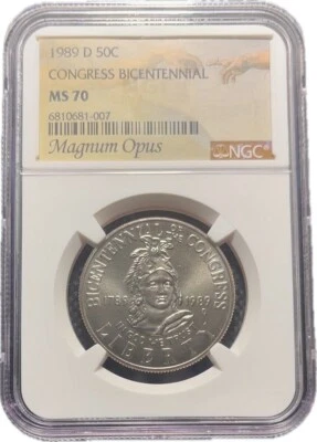 1989 D 50C Congress Bicentennial Commemorative NGC MS70 Half Dollar Magnum Opus - Image 1 of 4