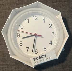 IKEA Rusch Analog Wall Clock 9.75” White Opaque Round Circle Takes Batteries New - Picture 1 of 3