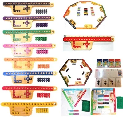 Pegs and Jokers 8 Players Thick Pine Wood Pegs Boards FREE 4 Special Decks Ship - Image 1 of 4