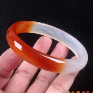 68 MM Certified Natural Agate Chalcedony red Green Jade Bracelet Bangle 0544 - Picture 1 of 10