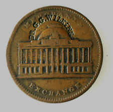 COUNTERSTAMPED DR.G.G. WILKINS. RARE ON A HARD TIMES TOKEN.