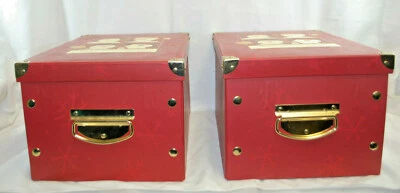 Christmas Decorative Collapsible Storage Boxes with Lids Lot of 2 Vintage  X1470 - Image 1 of 4