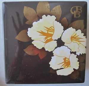Blech Dose Büchse 160 x 160 x 71 Metall Braun Gold Blüte Blume Vintage Retro BB - Bild 1 von 4