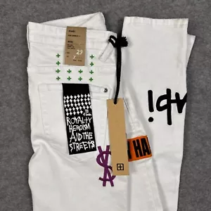 Ksubi Jeans Uomo 29 Bianco Van Winkle Skinny Grafite Grafica Hip Hop Unity Nuovo con etichette - Foto 1 di 15