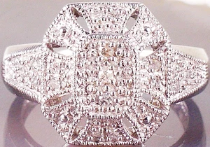 10K White Gold .15CT Diamond Openwork Milgrain Ring Size 7 3.54 Grams - Picture 1 of 23