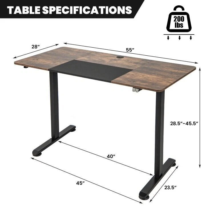 Costway Adjustable Office Desk - Brown