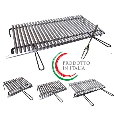 Griglia acciaio inox, graticola inox per barbecue + forchettone acciaio omaggio - Immagine 1 di 4
