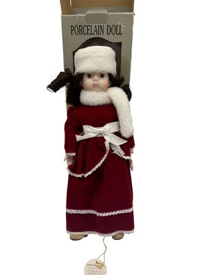 Muñeca de porcelana Oakbrook Kelly de colección edición coleccionista con caja vestido de terciopelo rojo Foto 1 de 4