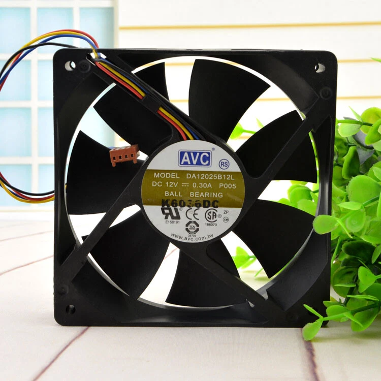AVC DA12025B12L 120*25MM 12025 DC 12V 0.3A 4-Pin  High Airflow PWM  Cooling Fan - Image 1 of 2