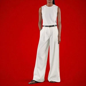NILI LOTAN Dillon Pant Cotton White Super Wide Leg Pants - Size 2 - Picture 1 of 11