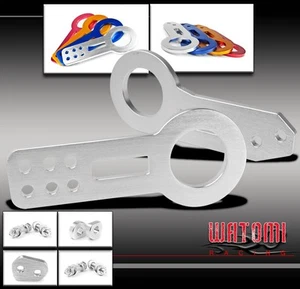 KIT GANCHO REMOLQUE ALUMINIO DELANTERO+TRASERO PLATA ACURA CHEVROLET DODGE EAGLE FORD HONDA - Imagen 1 de 1