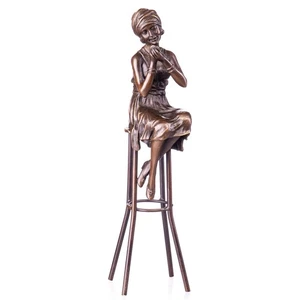 Bronze Skulptur Frau auf Hocker Art déco nach Demetre Chiparus - Picture 1 of 3