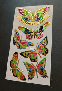 Vintage Stickers Rainbow Prism Butterfly Sticker Sheet VTG 90s - Picture 1 of 8