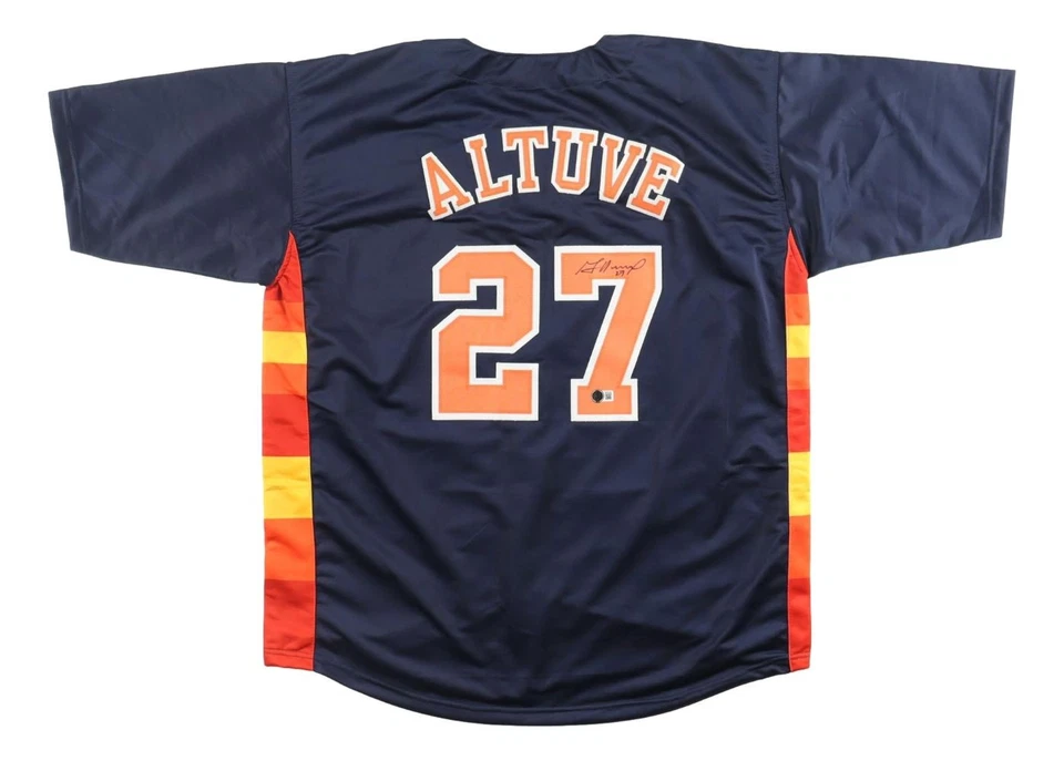 Jose Altuve Houston Signed Navy Baseball Jersey BAS - Image 1 of 3