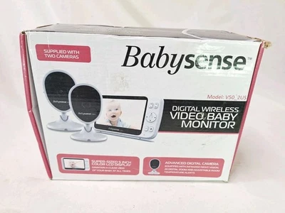 Monitor de bebé video digital inalámbrico BabySense V50 con 2 cámaras, LCD a color de 5"  Foto 1 de 4