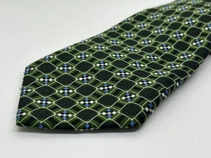 Cravatta Banana Republic 100% seta verde e nera geometrica preppy made in USA - Foto 1 di 6