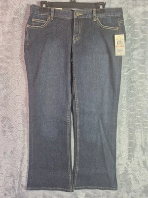 Pantalones de mezclilla oscuros rectos relajados Michael Kors para mujer talla 10P firma MK nuevos con etiquetas Foto 1 de 4