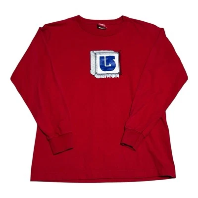 Vintage 2000s Burton Square Logo Red Long Sleeve Shirt Youth Large - Image 1 of 4