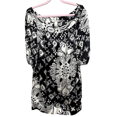 Mini Vestido Top Túnica Casa Blanca Mercado Negro 100% Seda Floral Cachemira Talla L Foto 1 de 4