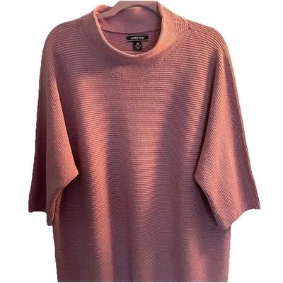 LANDS END 2X 20-22W Pink Ribbed Mockneck Sweater Cotton Blend - Image 1 of 4