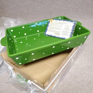 Temptations by Tara 4 Qt 13x9 Casseruola da Forno Piatto Rettangolare Verde con Punto Bianco - Foto 1 di 5