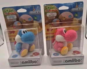 2 pack Nintendo Amiibo YWW Series Yarn Yoshi - Light Blue and Pink - Picture 1 of 8