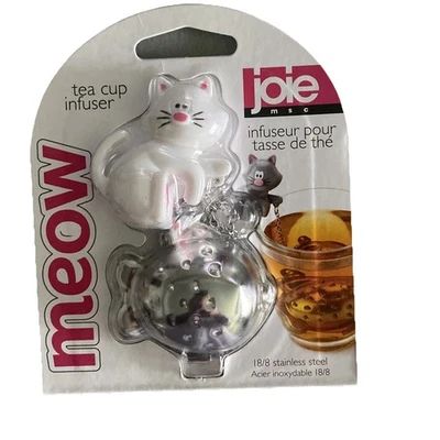 Joie Cat Kitten Infusor de Té Acero Inoxidable Maullido Blanco Rosa Gato Loco Dama Regalo Foto 1 de 4