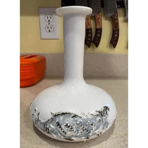 Antique Victorian Decanter Milk Glass Hand Blown and Painted - Picture 1 of 6