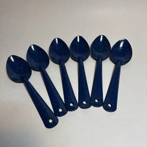 "Lote de 7"" de colección de cuchara moteada azul esmalte campamento fuego granja casa occidental" - Imagen 1 de 16