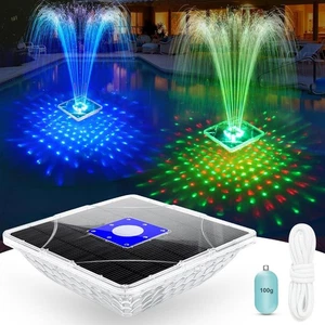 2024 Large Solar Fountain with Light Show Solar Pool Fountain with Anchor Square - Picture 1 of 7