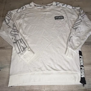 Victoria's Secret DAMEN-SWEATSHIRT PINK LOGO SEITLICHER REISSVERSCHLUSS VARSITY RUNDHALSAUSSCHNITT Y2K GRÖSSE S - Bild 1 von 9